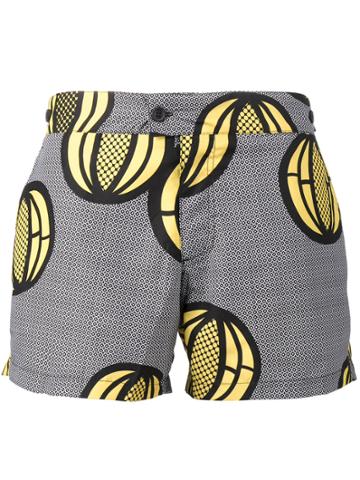 Okun Patrice Melon Print Swim Shorts - Black