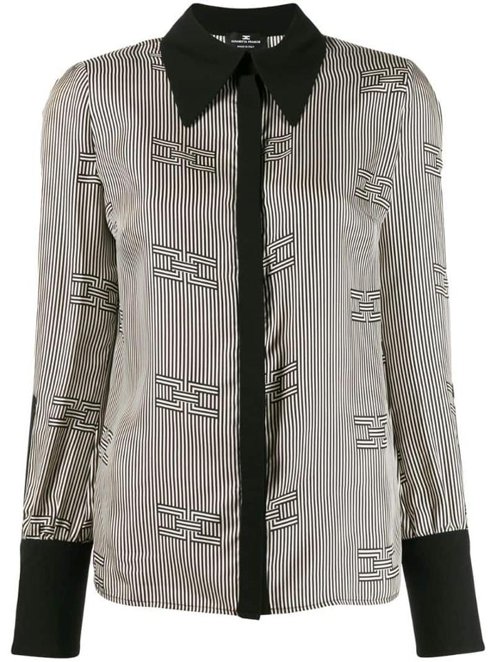 Elisabetta Franchi Geometric Monochrome Blouse - Black