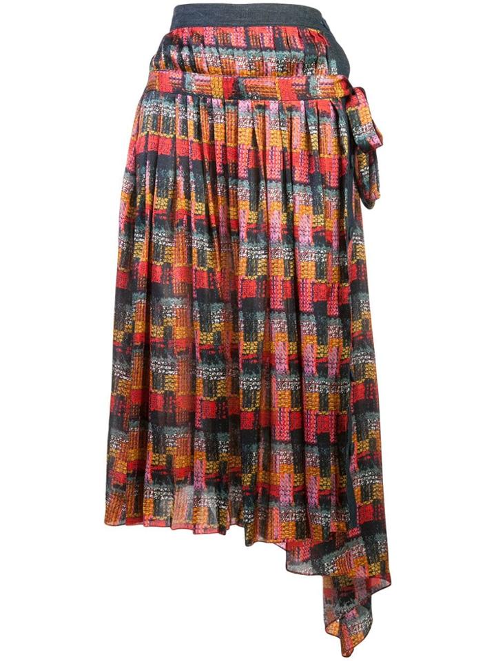 Adam Lippes Printed Wrap Skirt - Red