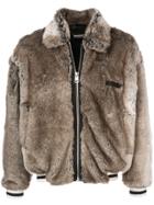 Represent Faux Fur Bomber Jacket - Grey