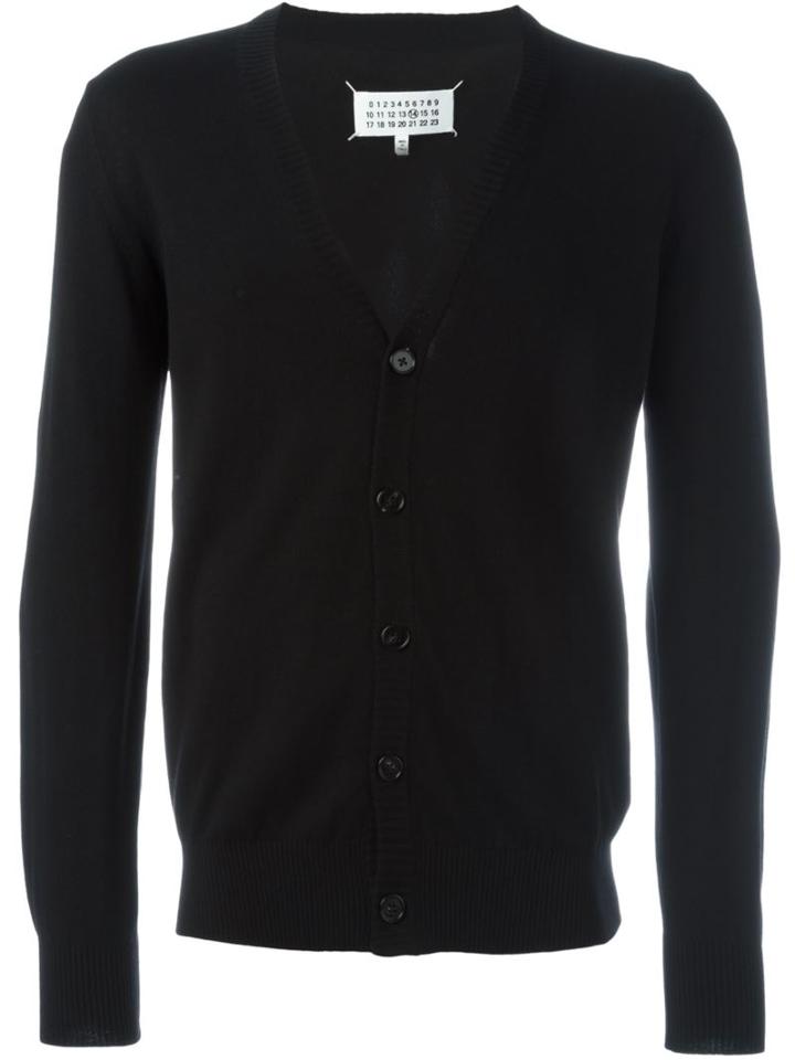 Maison Margiela Elbow Patch Cardigan, Men's, Size: Xxl, Black, Cotton/leather/wool