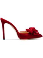 Charlotte Olympia Pointed Bow Mules - Red