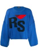 Raf Simons Logo Embroidered Sweater - Blue