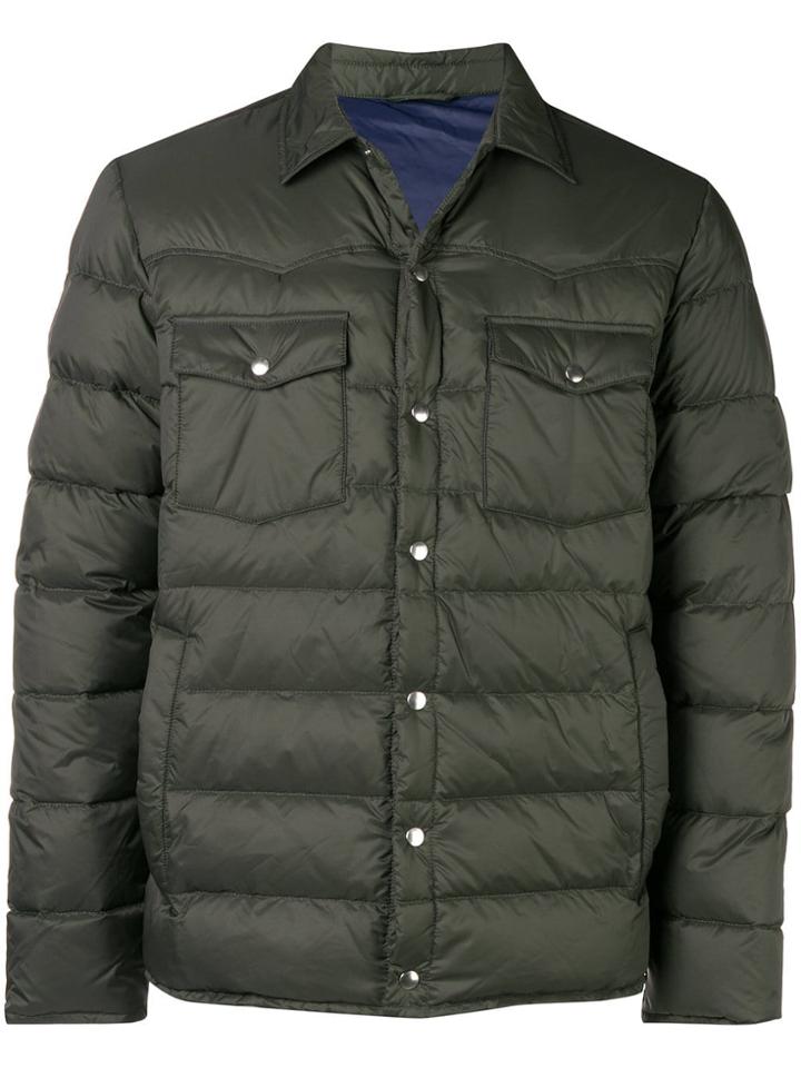 Eleventy Double Chest Pocket Padded Jacket - Green