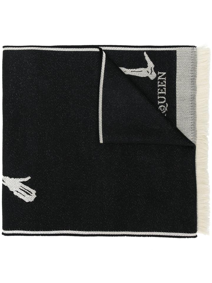 Alexander Mcqueen Skull Logo Scarf - Black