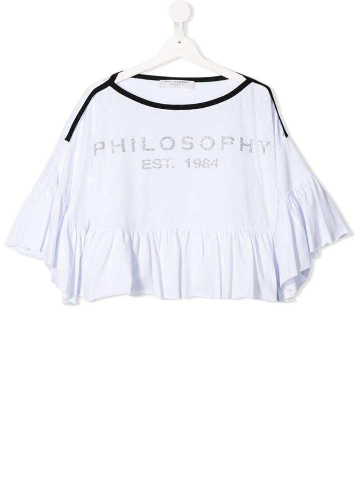 Philosophy Di Lorenzo Serafini Kids Ruffled Logo T-shirt - White