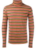 Junya Watanabe Comme Des Garçons Man Striped Roll Neck Jumper, Men's, Size: Small, Red, Wool