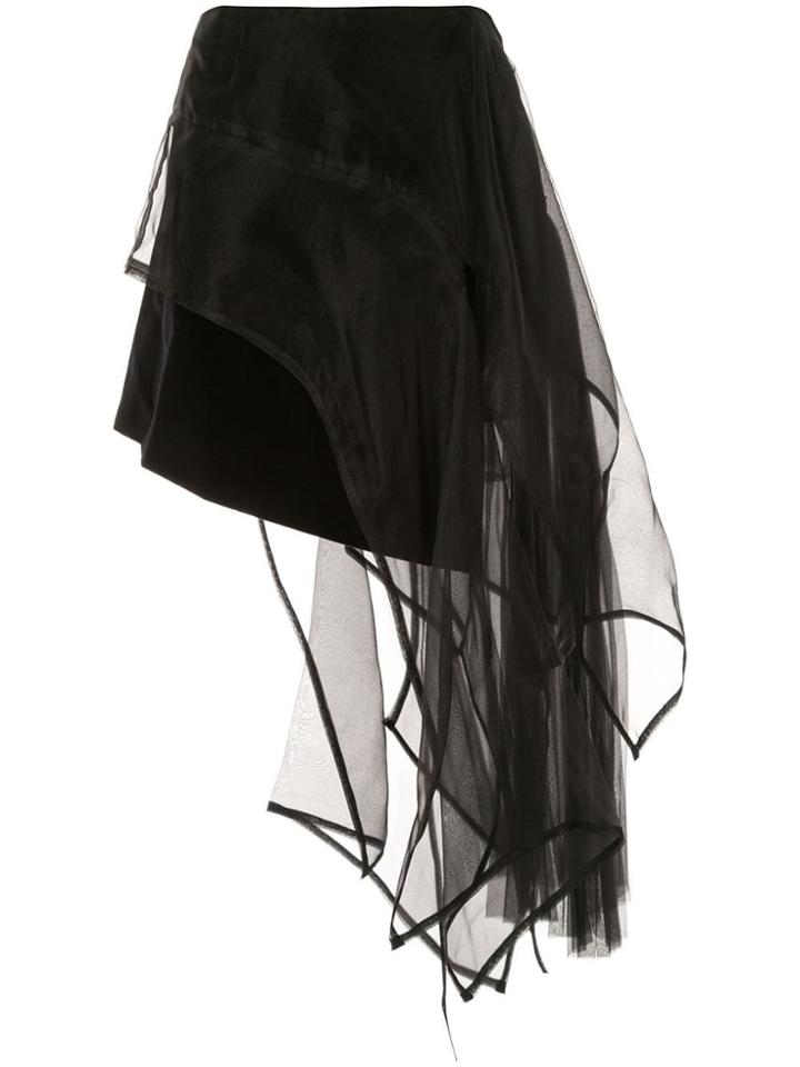 Shanshan Ruan Organza-panelled Skirt - Black