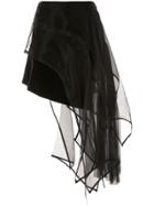 Shanshan Ruan Organza-panelled Skirt - Black