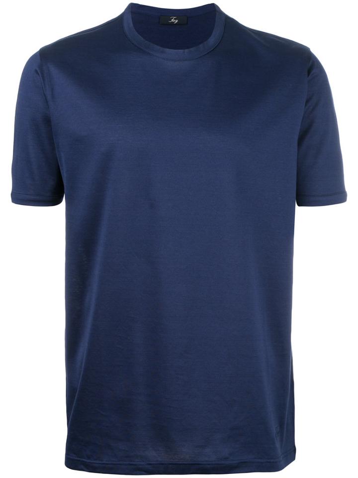 Fay Plain T-shirt, Men's, Size: Large, Blue, Cotton