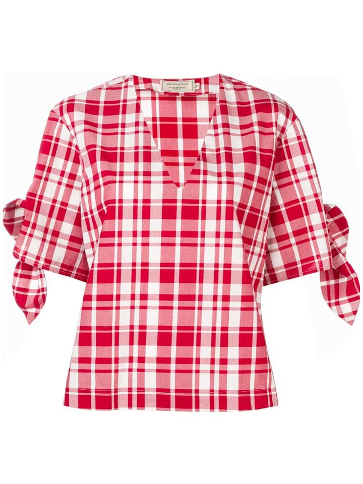 Maison Kitsuné Checked Blouse - Red