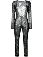 Msgm Fitted Lace Jumpsuit - Black