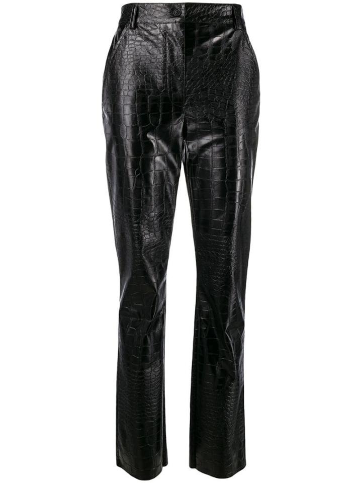 Brognano Croc-effect Patent Trousers - Black
