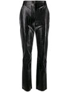 Brognano Croc-effect Patent Trousers - Black