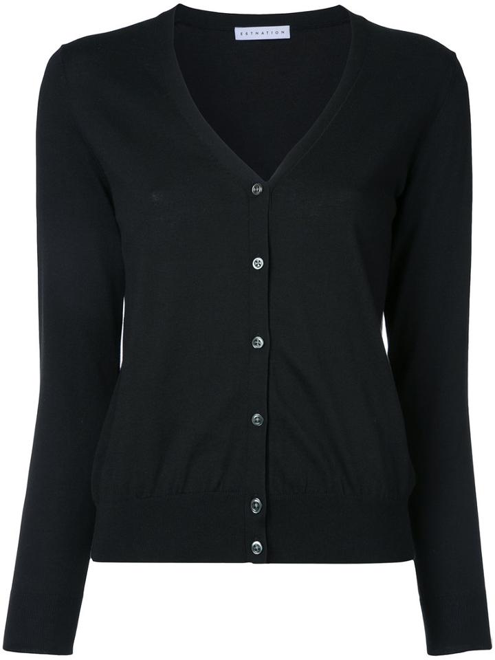 Estnation V-neck Cardigan, Women's, Size: 38, Black, Cotton