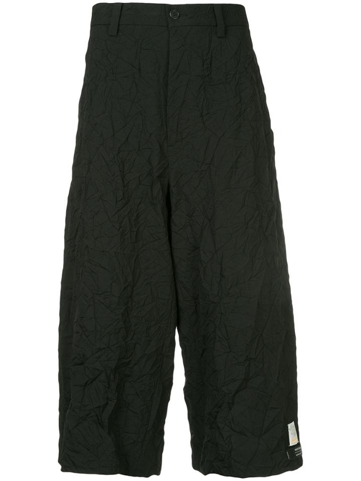 Facetasm Crinkle-effect Drop Crotch Trousers - Black
