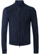 Emporio Armani - Bomber Jacket - Men - Goat Skin/polyester/spandex/elastane - 50, Blue, Goat Skin/polyester/spandex/elastane