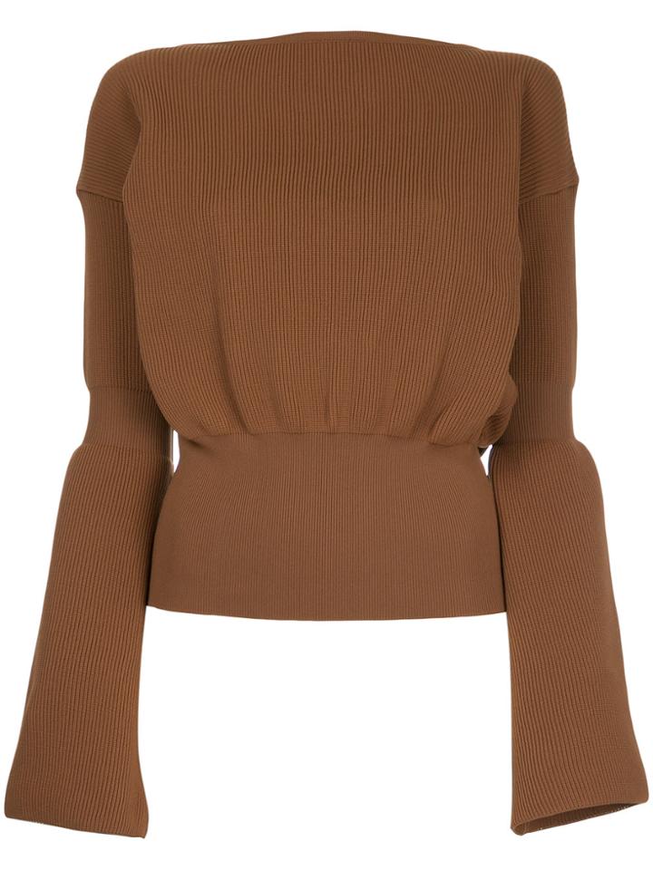 En Route Gathered Knit Top - Brown