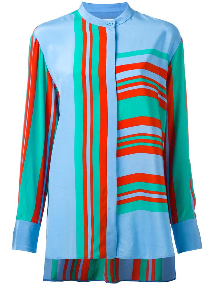 Diane Von Furstenberg Striped Blouse, Women's, Size: Large, Blue, Silk