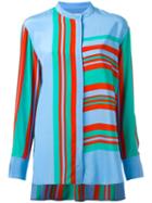 Diane Von Furstenberg Striped Blouse, Women's, Size: Large, Blue, Silk