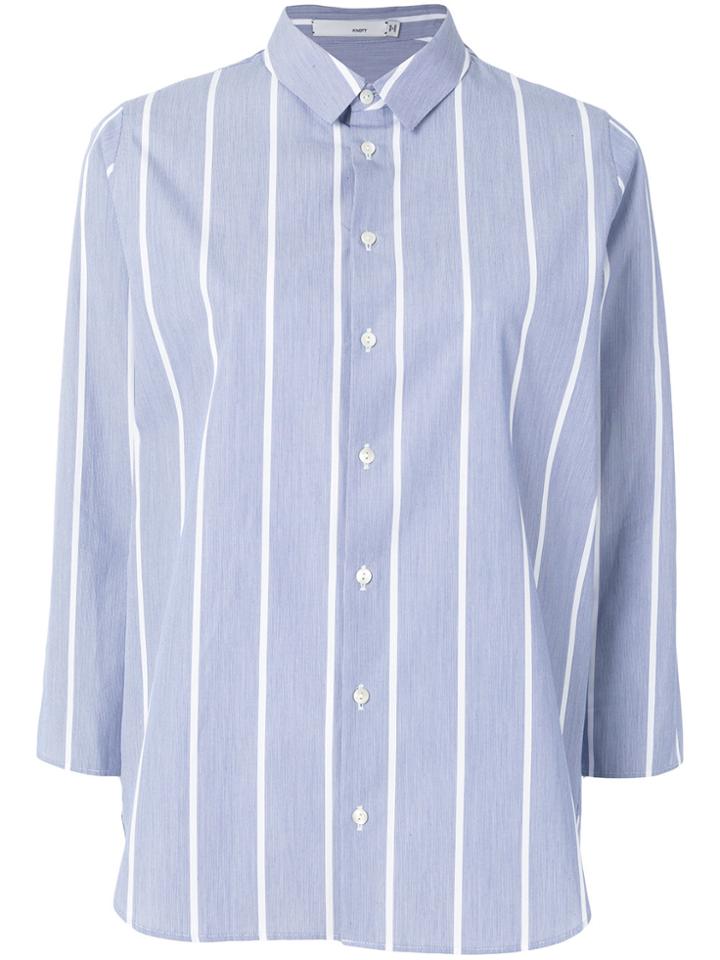 Knott Gathered Striped Shirt - Blue