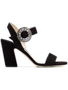 Jimmy Choo Black Mischa 85 Suede Leather Sandals