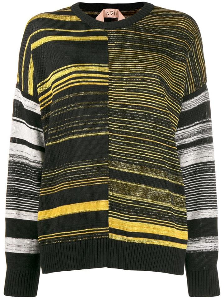 Nº21 Striped Pattern Jumper - Black