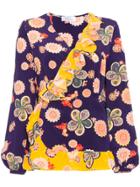 Racil Silk Floral Wrap Top - Pink & Purple