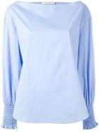 Cédric Charlier Boat Neck Blouse, Women's, Size: 42, Blue, Cotton/other Fibers