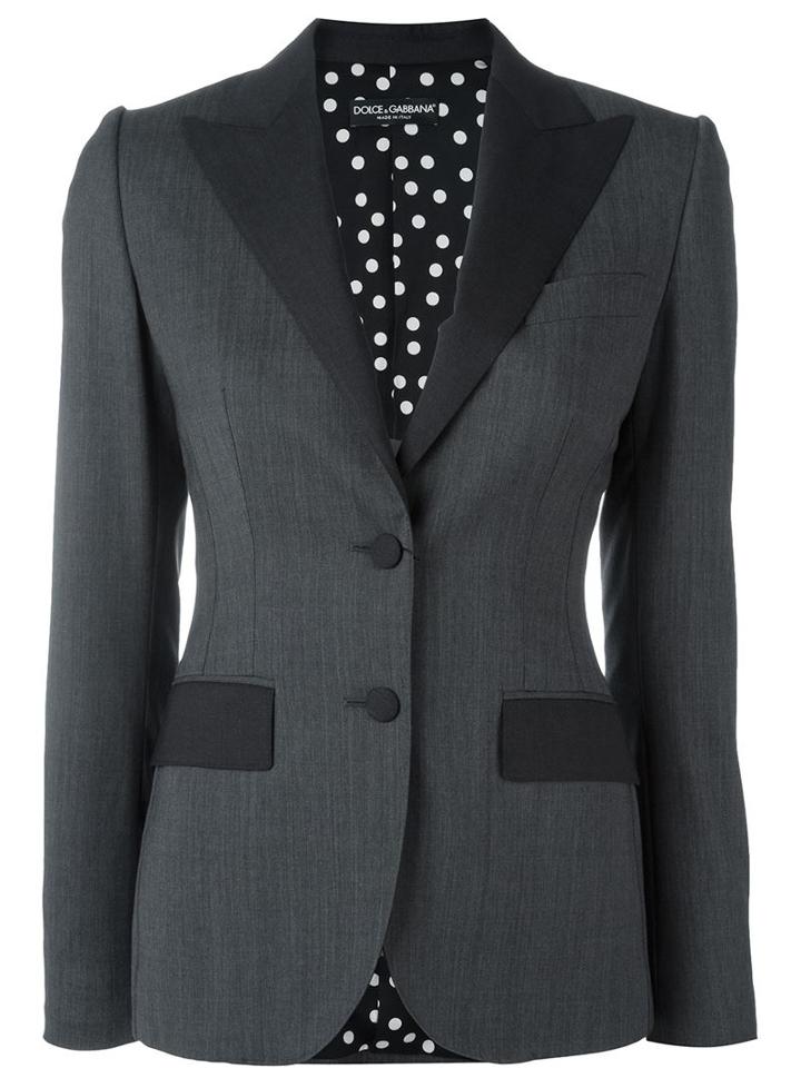 Dolce & Gabbana Fitted Blazer, Women's, Size: 38, Grey, Virgin Wool/spandex/elastane/polyester