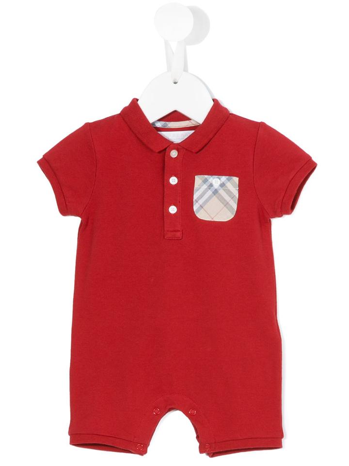 Burberry Kids - Short-sleeved Romper - Kids - Cotton/spandex/elastane - 18 Mth, Red