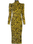 Alex Perry Miles Leopard Print Dress - Yellow