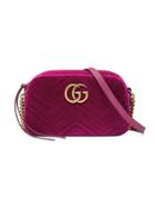 Gucci Gg Marmont Velvet Small Shoulder Bag - Pink & Purple
