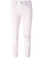 7 For All Mankind Cropped Skinny Jeans, Women's, Size: 26, Pink/purple, Cotton/lyocell/spandex/elastane