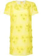 P.a.r.o.s.h. Floral Appliqué Detailed Mini Dress - Yellow & Orange