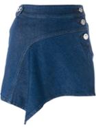Anthony Vaccarello Denim Mini Skirt, Women's, Size: 38, Blue, Cotton/spandex/elastane