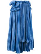 Rochas - Mid-length Pleated Skirt - Women - Silk/cotton - 42, Blue, Silk/cotton