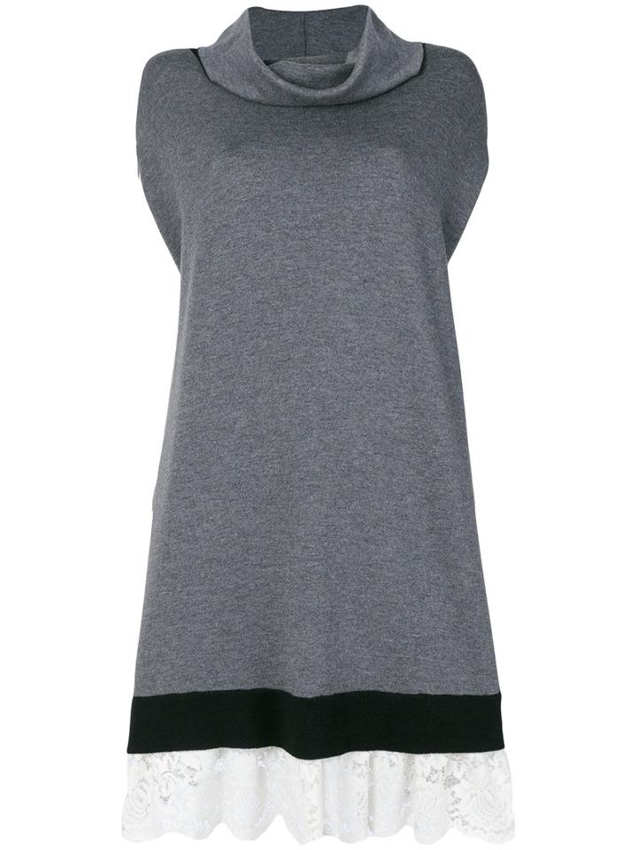 Philosophy Di Lorenzo Serafini - Lace Hem Dress - Women - Virgin Wool - S, Grey, Virgin Wool