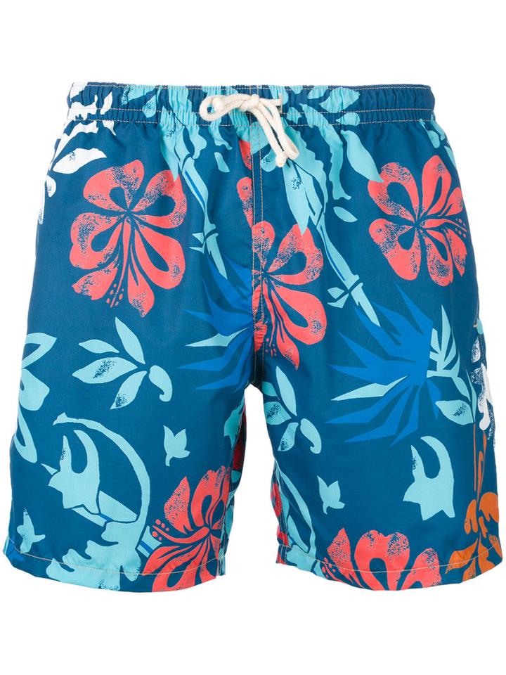 Drumohr - Hawaiian Print Short - Men - Polyester - S, Blue, Polyester