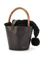 Muun Louise Pom-pom Pouch Tote - Black