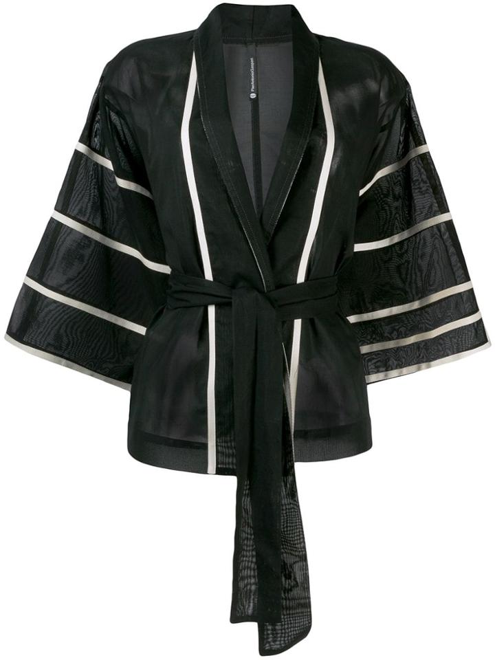 Pierantoniogaspari Stripe Waist-tied Jacket - Black
