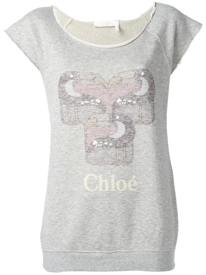 Chloé Raw Edge Toucan Sweatshirt, Women's, Size: Small, Grey, Cotton