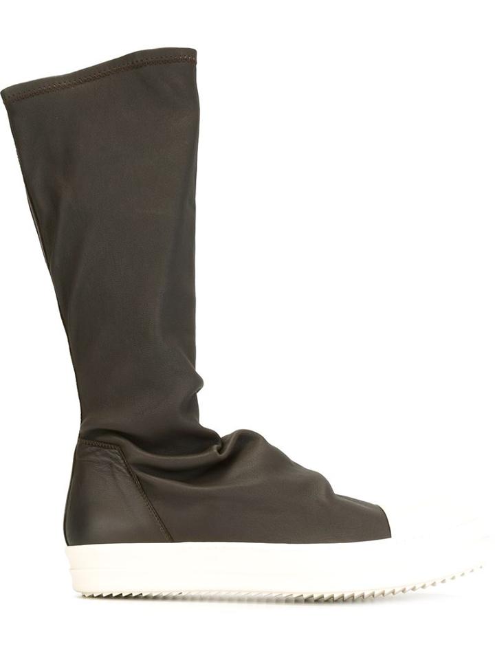 Rick Owens Sock Sneakers, Men's, Size: 40, Brown, Leather/rubber