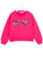 Msgm Kids - Beaded Logo Sweatshirt - Kids - Cotton - 12 Yrs, Pink/purple