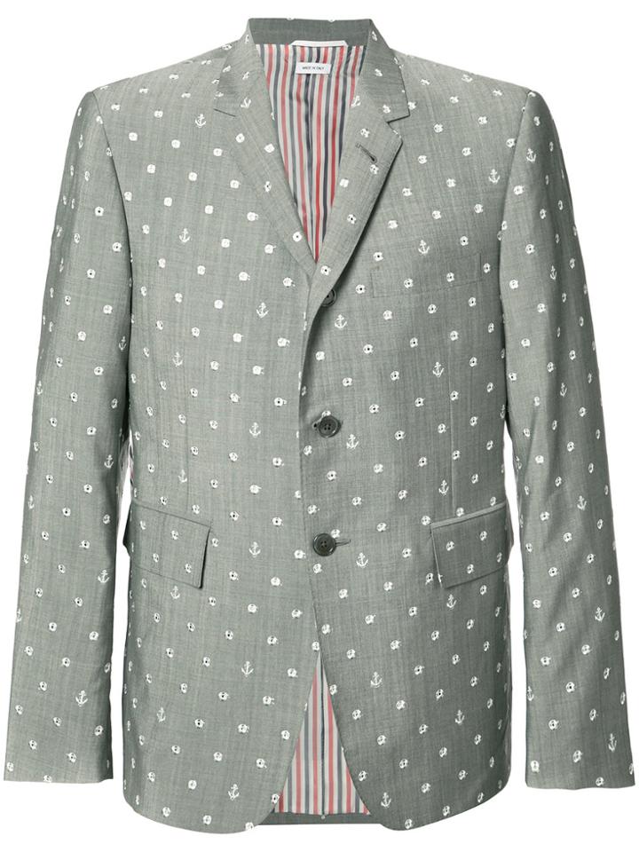 Thom Browne Portal And Anchor Print Blazer - Grey