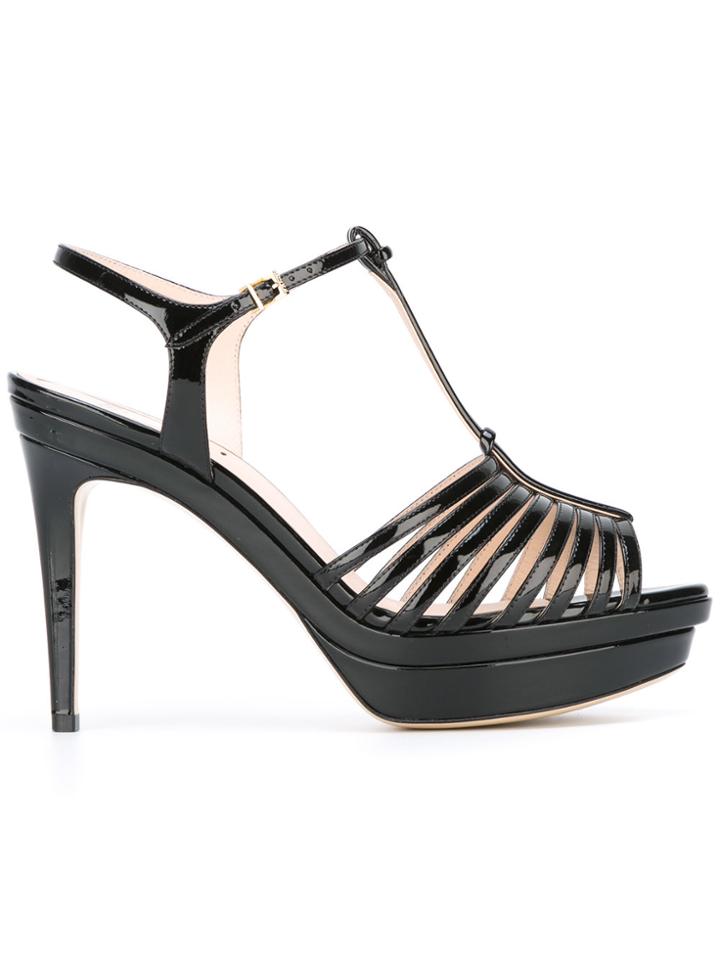 Fendi T-bar Sandals - Black