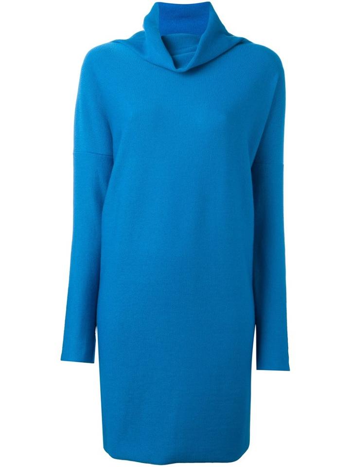 Daniela Gregis Cowl Neck Dress, Women's, Blue, Wool