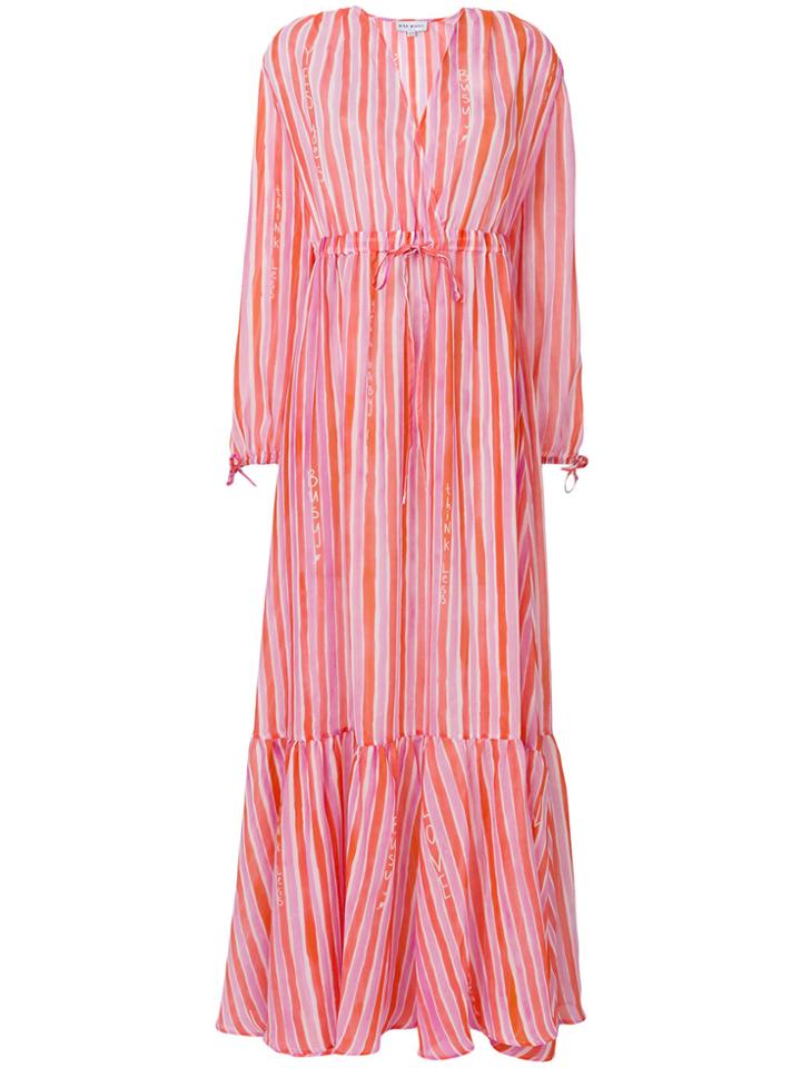 Mira Mikati Sheer Striped Maxi Dress - Pink & Purple