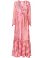 Mira Mikati Sheer Striped Maxi Dress - Pink & Purple