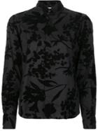 Comme Des Garçons Noir Kei Ninomiya Floral Print Shirt, Women's, Size: Small, Black, Cotton/nylon
